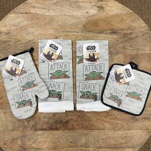 NEW 4Pc The Mandalorian Grogu Kitchen Towels│Oven Mitt│Pot Holder Bundle